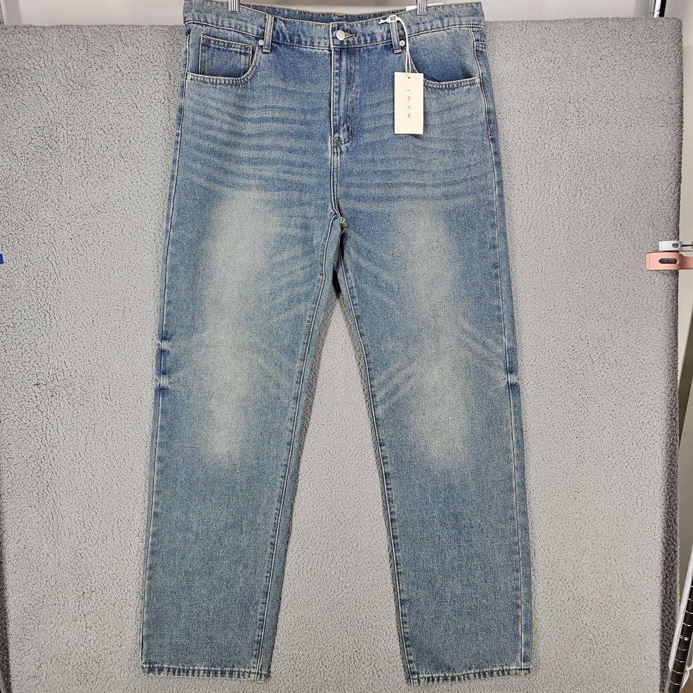 Mnml Jeans Mens 40x34 Blue Skinny Everyday Denim Vintage Wash Straight Cotton